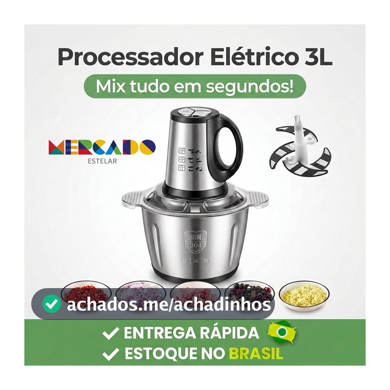 3L Picador De Alimentos Moedor De Carne Mixer Elétrica Processador Cozinha Casa Alho - 110v-220v