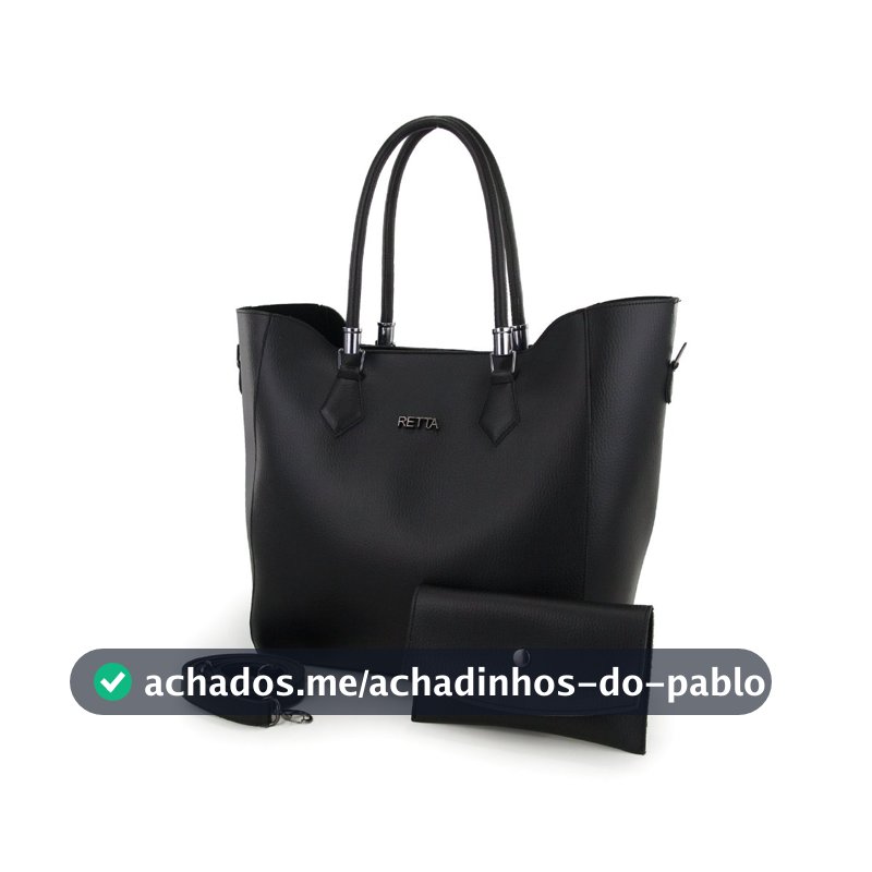 Bolsa Feminina Grande com Zíper e Botão de Pressão Duas Alças Retta