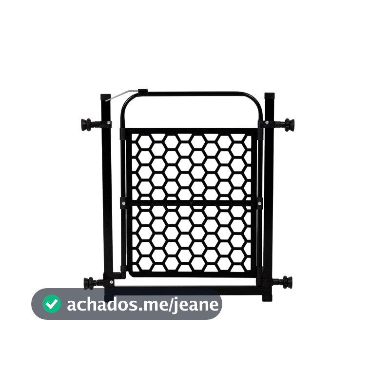 Portão Pet Grade Para Cachorro 78cm A 83cm Cercado de Proteção Preto