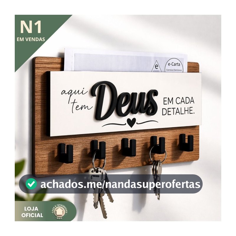 Organizador Chaveiro Porta Chaves Cartas Decorativo Parede Fácil Instalação