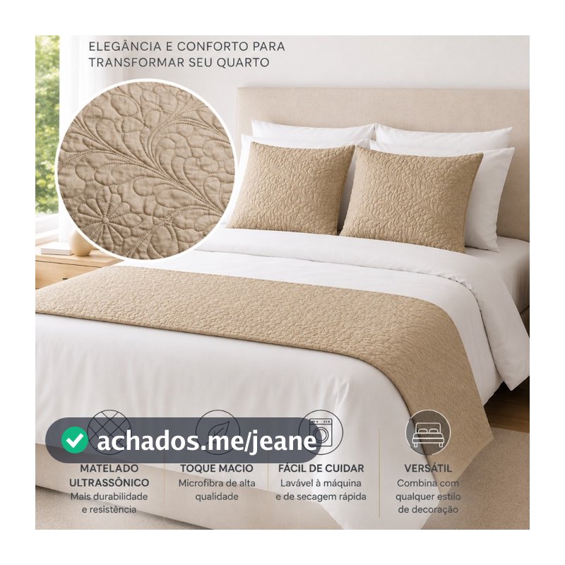 Kit Peseira + Capa de Almofada Cama Posta Luxo Hotel Solteiro/Casal/Queen/King Matelada Ultrassônico