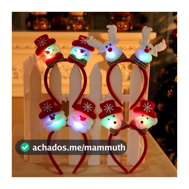 [Home] Produtos De Decoração De Natal , Faixa De Cabeça Com Luz LED , Argola De Rena Luminosa , Festa