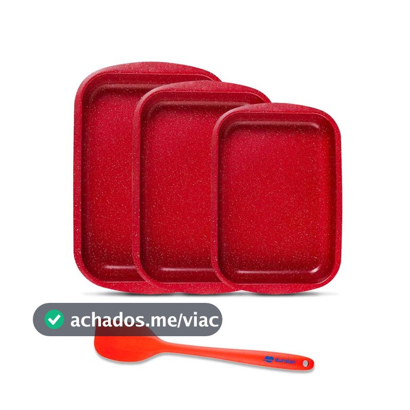 Jogo Assadeiras 4 Peças Espatula Silicone Vermelho Duralar