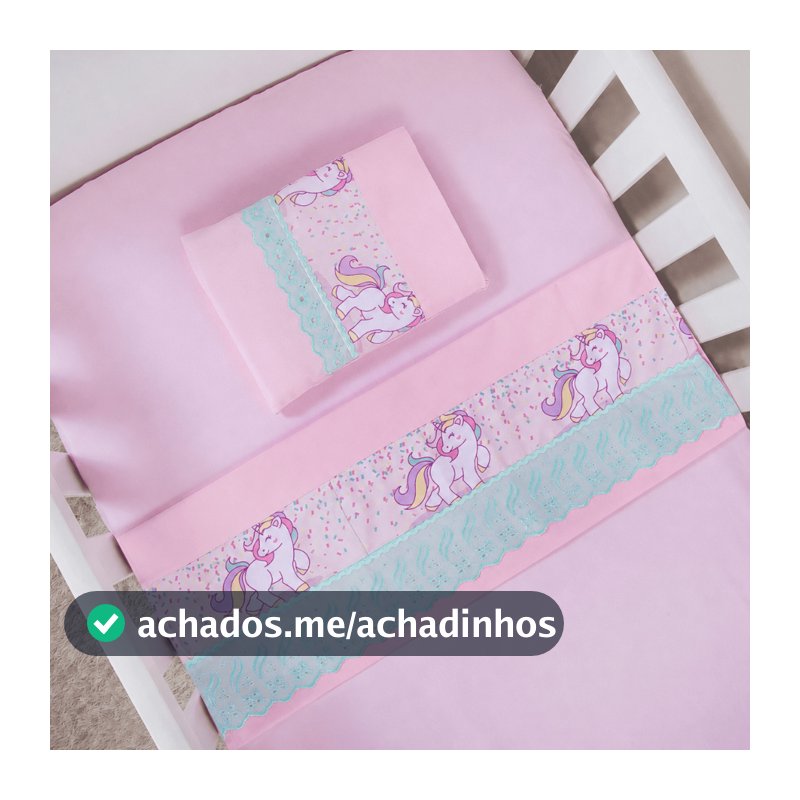 Jogo Lençol 3 Pçs Berço de Bebê Americano Padrão Percal 400 fios - Barrado Estampado