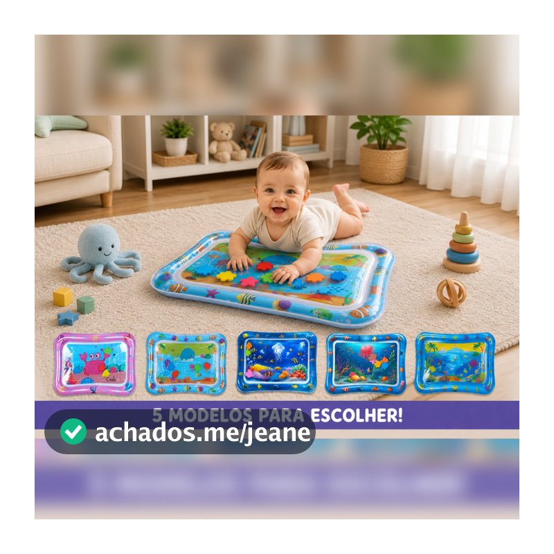 Tapete de Atividades Inflável para Bebê Aquário Sensorial – Brinquedo Interativo, Estímulo Motor e Cognitivo