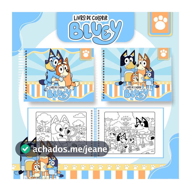 Livro de Colorir BLUEY Capa Dura e Folha GROSSA 50 Páginas / PROMOÇÃO