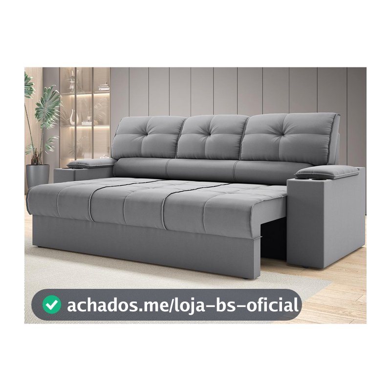 Sofá com Porta Copos Retrátil e Reclinável Tom 2,05m Velosuede - NETSOFAS