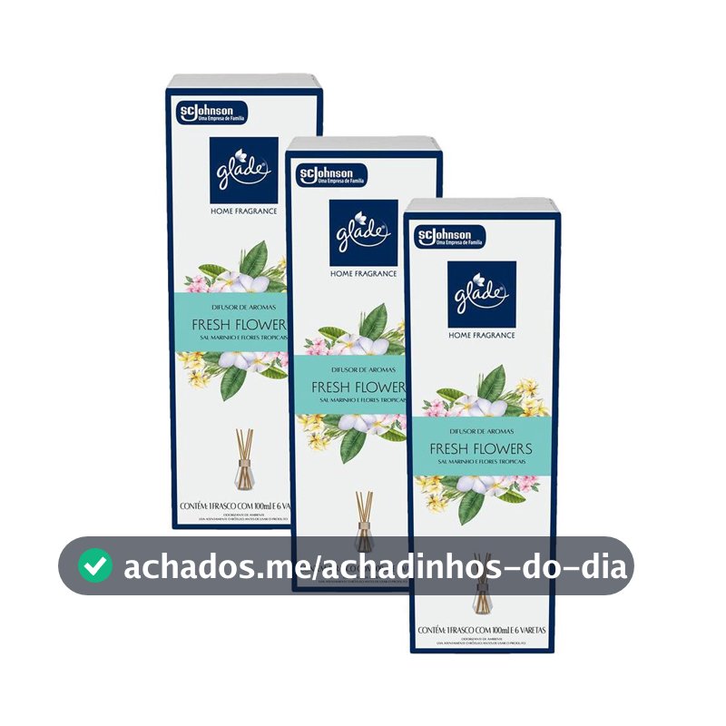 Kit 3 Difusor de Aromas Fresh Flowers Glade Home Fragrance 100ml cada