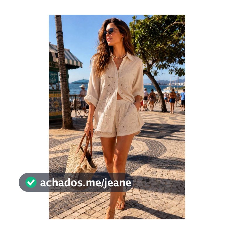 Conjunto 100% Algodão camisa e short, camisa feminina algodão, Bordado elegante casaul elegante Tecido Leve Moda Verão.