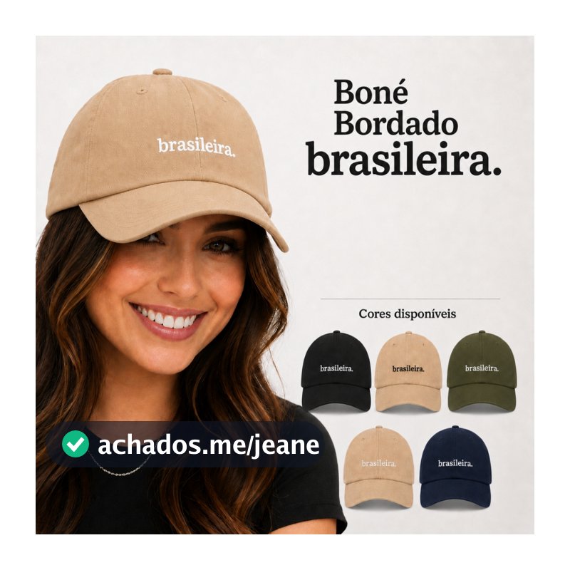Boné Brasileira Bordado Aba Curva Feminino Unissex Ajustável Algodão Premium Estiloso Várias Cores