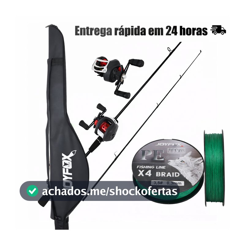 Kit Vara de Pesca Carretilha Linha Multifilamento 100m Conjunto Completo para Pesca Esportiva