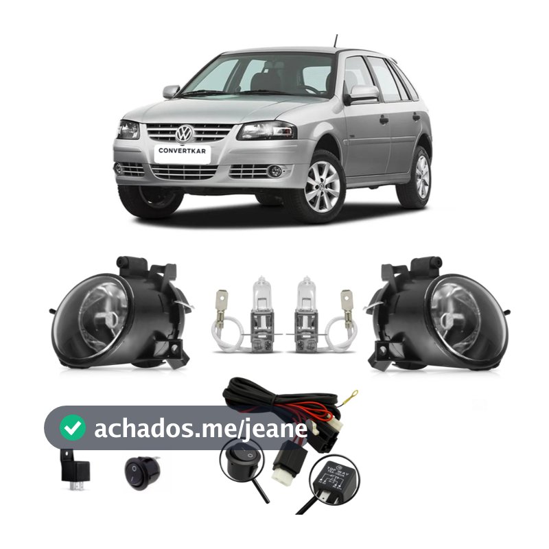 Par Farol Auxiliar Milha Neblina Gol G4 Parati Saveiro  Fox 2006 a 2014 C/ Lâmpada Super Branca