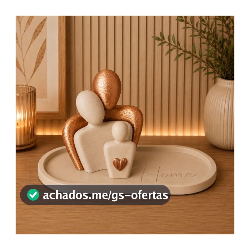 Escultura Decorativa Família com Bandeja Home | Enfeite Moderno para Sala e Aparador