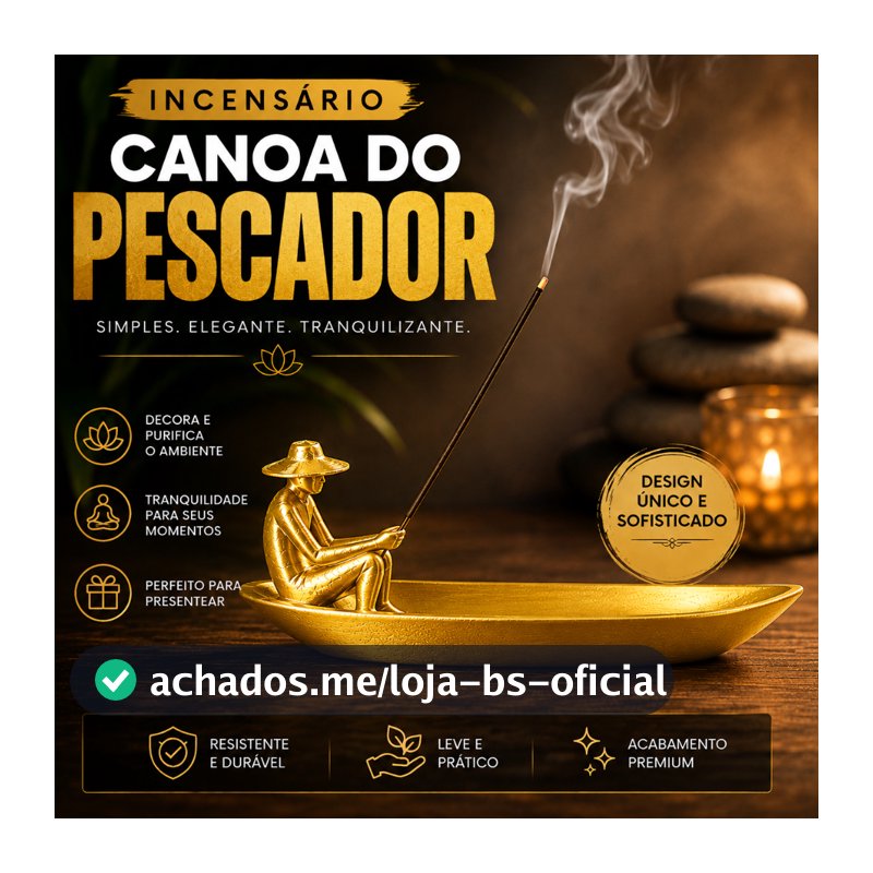Incensário Porta Incenso Decorativo Canoa com Pescador