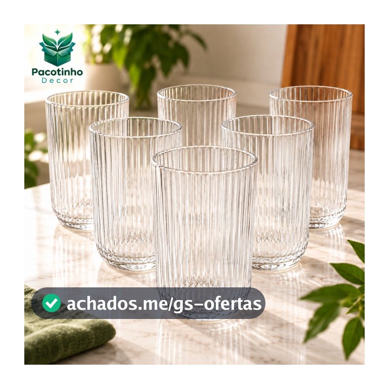 Jogo Copos Canelado e Taças Versalhes Clear Jogo Com 6 ou 12 Peças