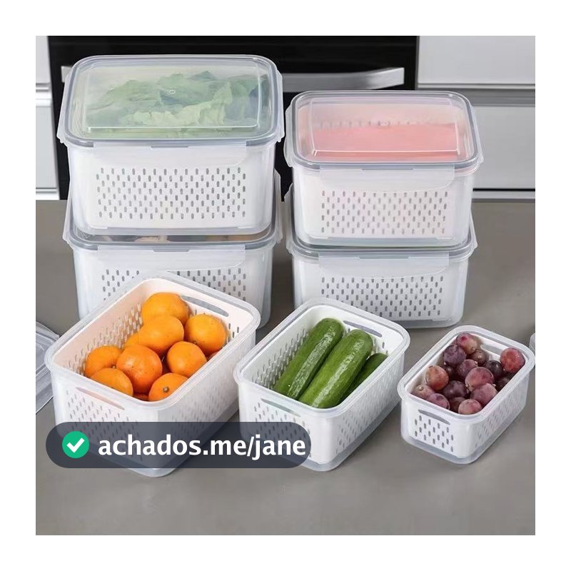 Kit6 Recipientes para separar e conservar frutas e verduras, próprios para geladeira e micro-ondas.