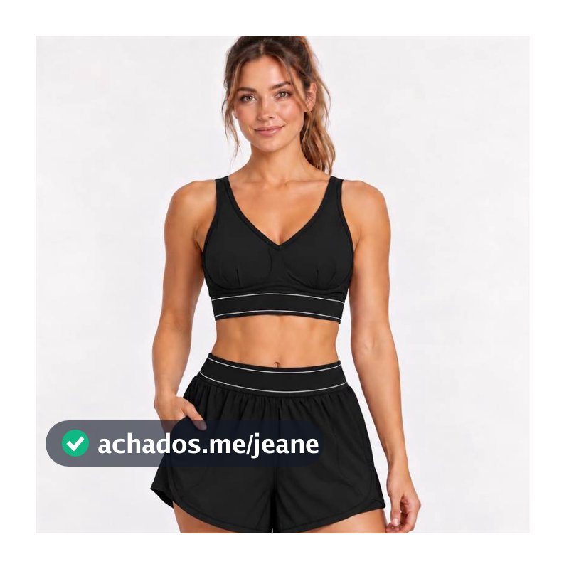 Conjunto Fitness Feminino Short Duplo Com Bolso E Top Academia Treino Com Bolso MN2609