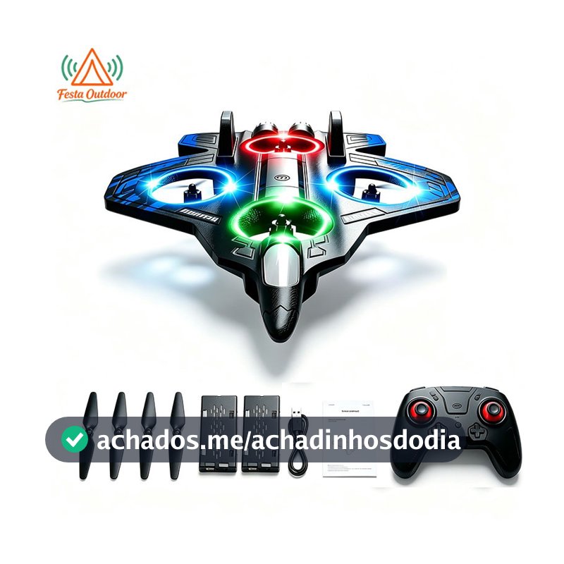 Festa Avião Drone de Combate Controle Remoto 2.4GHz RC Fighter Jet com 2 Baterias Luz LED 360 Flip One