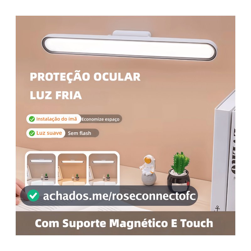 Luminária De Led Sobrepor Bastão Recarregável Sem Fio Com Suporte Magnético E Touch 3 cores com Controle Remoto