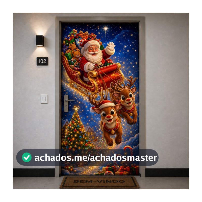 Capa de Porta Natal Decoração Natalina para Casa Em Tecido Sublimado Veste Porta
