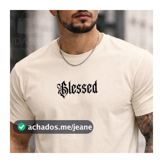 Camiseta Masculina Cinza Blessed Estilo Streetwear Premium Algodão Confortável Moderna Minimalista