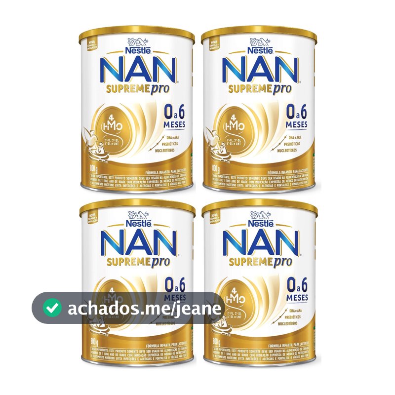 Kit 4 Latas NAN Supreme 0 a 6 Meses Fórmula Infantil 800g cada (AMARELO) EQ.1