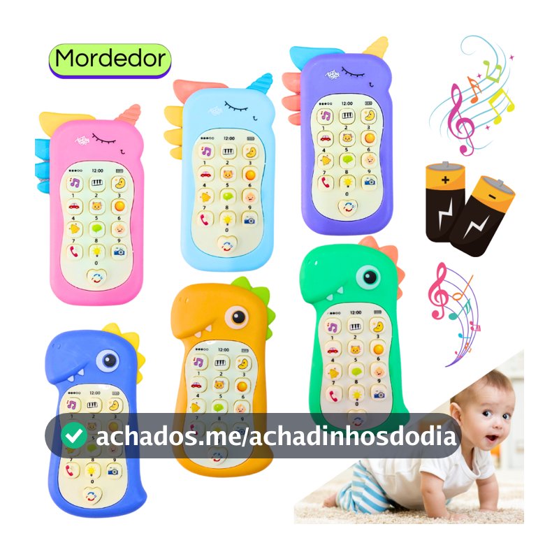 Celular Infantil Musical telefone Interativo com mordedor Educativo Sensorial brinquedo bebê