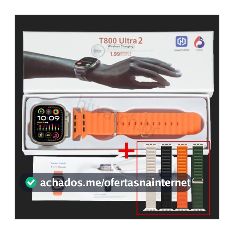 2024 Novo T800 Ultra 2 Series 9 Resposta Ao Gesto Smart Watch Carregador Sem Fio À Prova D'água SmartWatch Esportivo