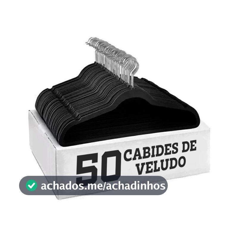 Kit 50 Cabides Veludo De Roupa Antideslizante Slim Adulto  Gancho 360°