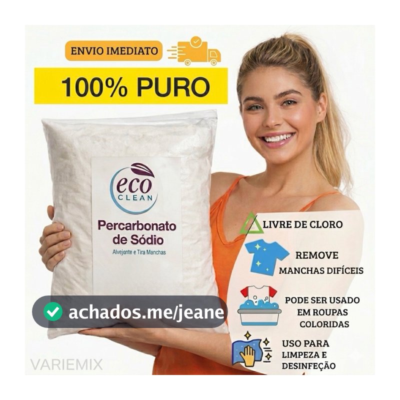 Percarbonato De Sódio 100% ECO CLEAN Tira Manchas limpeza clareador 500g/1kg/2kg/3kg