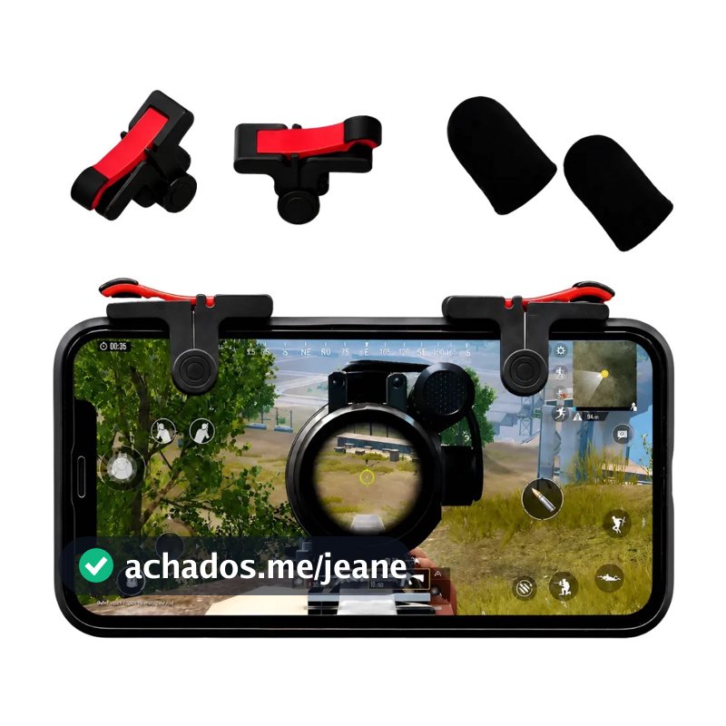Kit Gatilho Para Celular Controle Botão Gatilho L1 R1 Pubg + Luva De Dedo Gamer Anti Suor