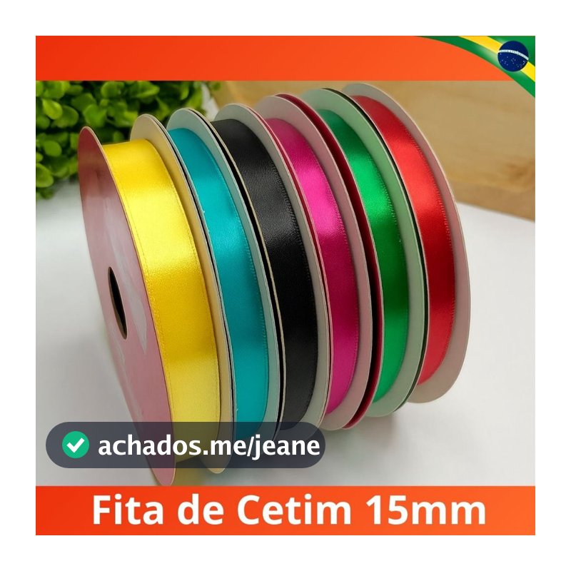 Fita de Cetim 15mm 50mts Fita para Artesanato Fitilho de Seda Fita de Poliéster Premium
