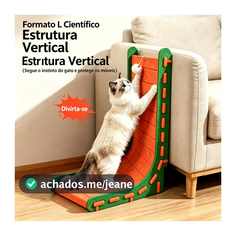 Arranhador de Gato Formato L em Feltro Resistente, Vertical 90° vira cama, com bola brinquedo sem soltar fiapos
