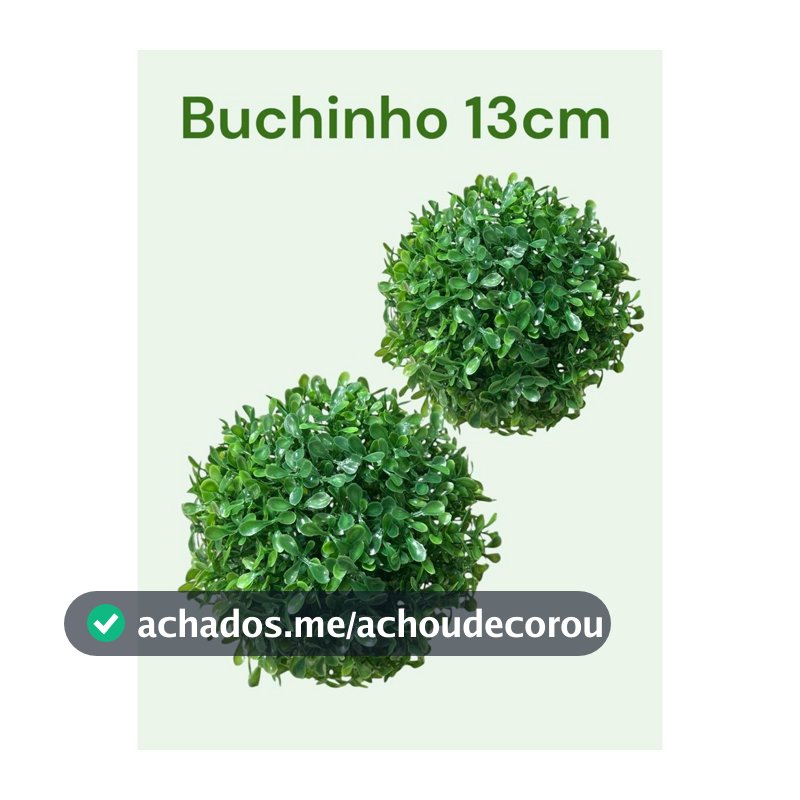 Kit 2 Buchinho Artificial 13Cm Verde Bola De Grama Topiaria