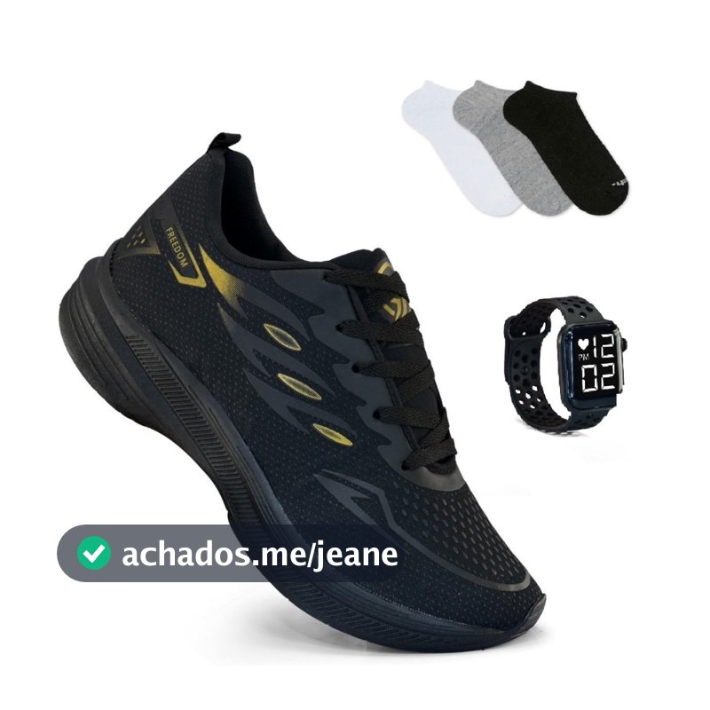 Tenis Masculino + Relogio + Meia Esportivo Versatil Corrida Treino Academia Envio Imediato