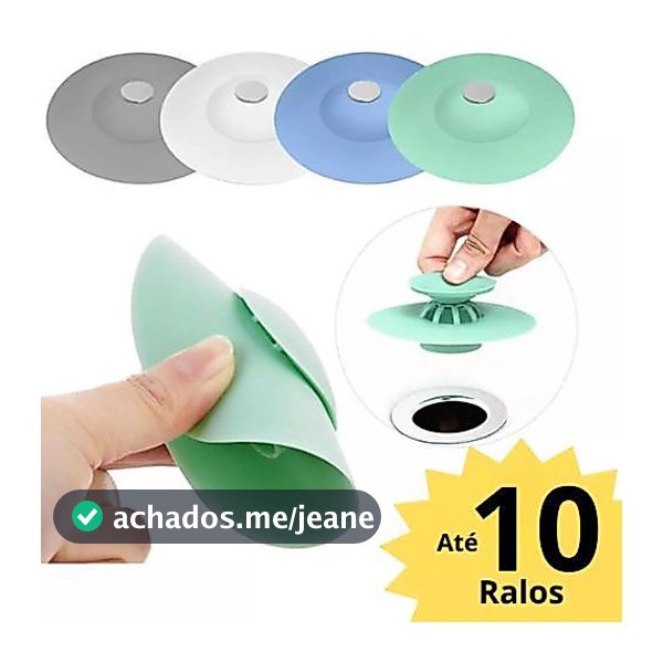 Kits com 10, 5 ou 2 Válvula Tampa para Ralo de Pia Flexível em Silicone com Filtro e Drenagem de Água