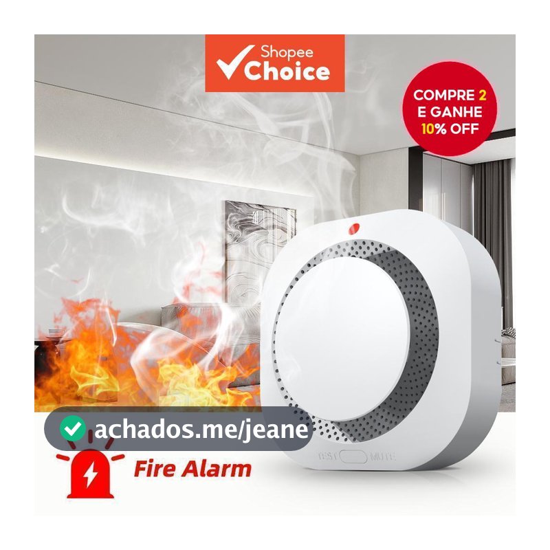 Sensor Independente de Detector de Fumaça para Segurança Residencial e de Armazém, Alarme Inteligente de Fumaça e Fogo,