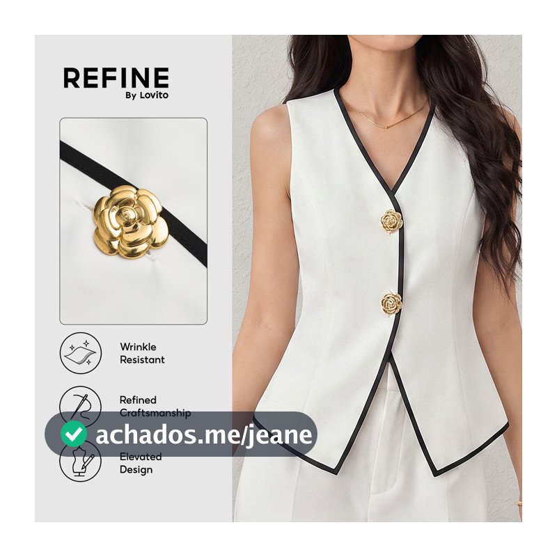 (Refine by Lovito) Blusa Elegante com para Primavera/verão Cor Damasco para mulheres Trabalho LR41L166