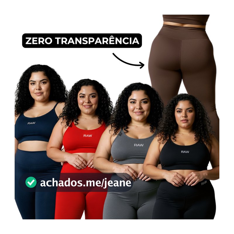 Conjunto Academia Plus Size Top e Calça Legging Fitness Zero Transparência
