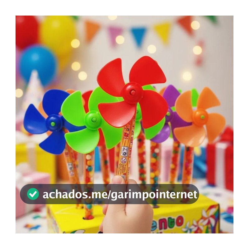 12 Catavento Brinquedo Com Balinha Docinho Festa Lembrancinha Colorido