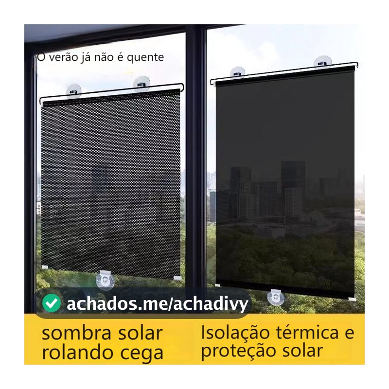 Cortina de Proteção Solar Retrátil com Ventosas - Bloqueio de UV sem Furos para Vidros de Carro e Janelas