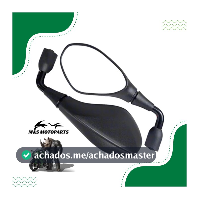 Retrovisor Bmw F800 Haste Curta Rebaixada 90° Convexa Moto Rosca Honda ou Yamaha