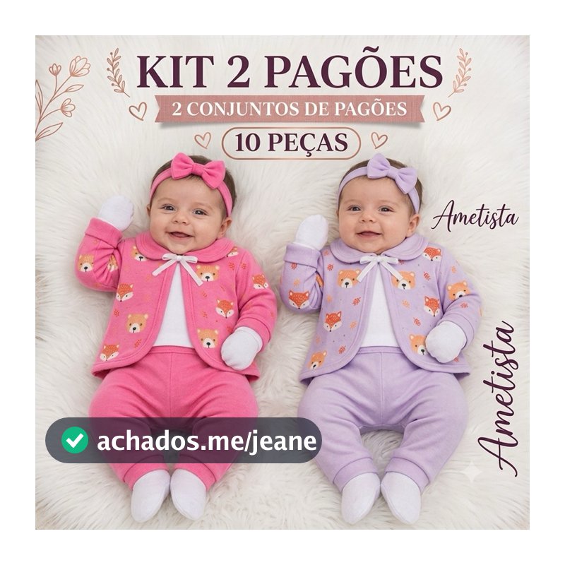 Kit Pagão Bebê Menino Menina RN Recém-Nascido 5 ou 10 Peças 100% Algodão 0 a 3 Meses Enxoval