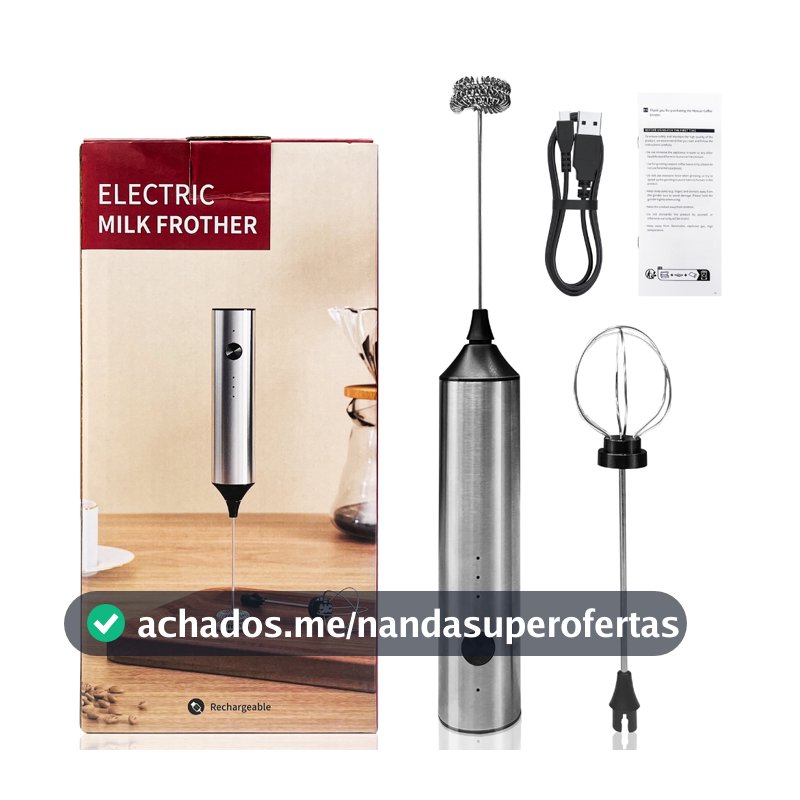 Kit 2 Batedor Misturador Mixer Elétrico Para Bebidas Leite Café Clara Portátil de Ovo 2 em 1