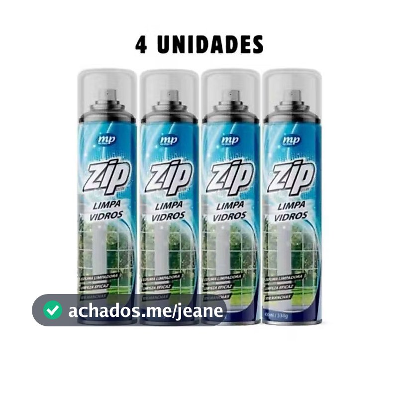Limpa Vidros Espuma Spray 400ml Sem Manchas Limpeza a Seco Multiuso Vidro Espelho Box Carro Zip Clean