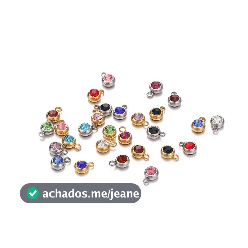 St.kunkka 5pcs Pingente de Pedra de Nascimento de Aço Inoxidável Pingente de Zircônio Colorido Não Ferrugem para Presentes de Bijuteria