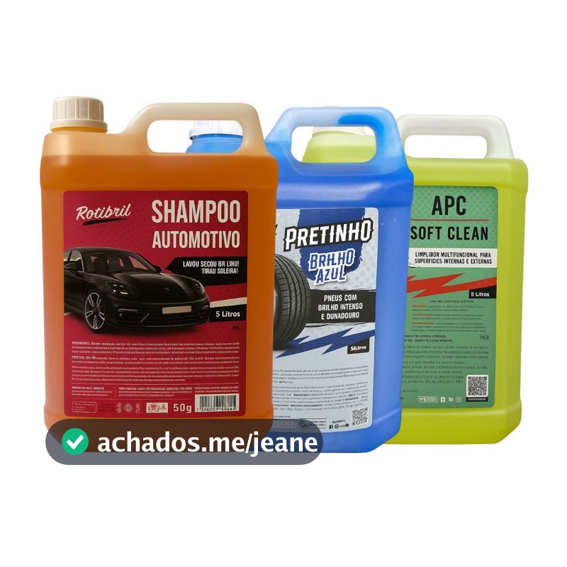 Kit Shampoo + Pretinho + Apc Limpador Universal 5L Kit lava Rápido concentrado 5 Litros