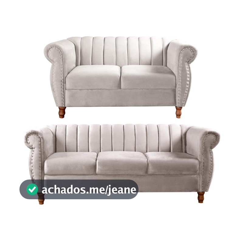Conjunto Sofá Chesterfield Realeza 2 e 3 Lugares Retrô Bella Decor