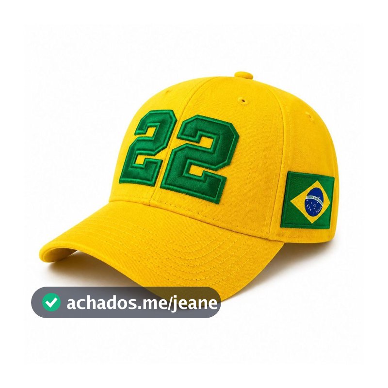 Boné Brasil 22 Bordado Premium Aba Curva Ajustável Amarelo Unissex