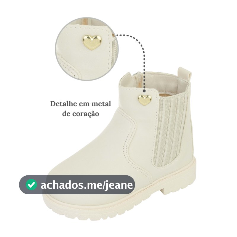 Bota infantil menina Jequinha Chelsea confortavel estilosa